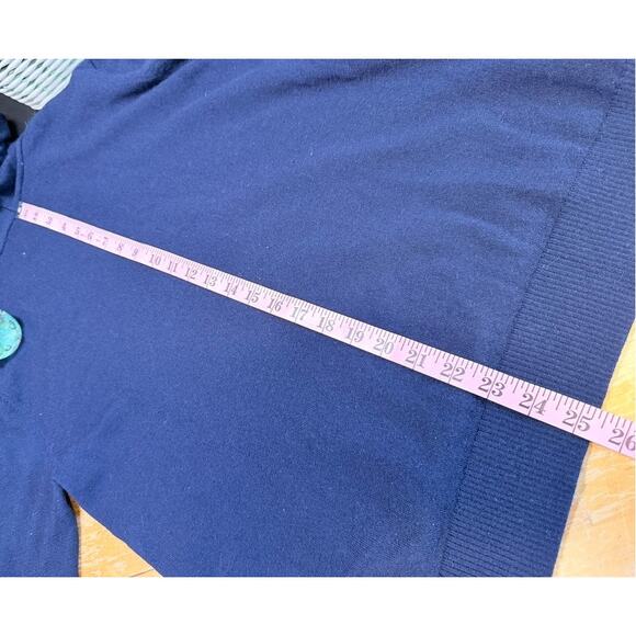 Quince 100% Merino Knit Hoodie Sweater Sz L Navy Blue Preppy Travel Sustainable - Picture 7 of 7